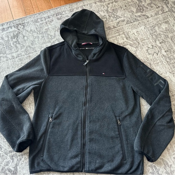 Tommy Hilfiger Other - Tommy Hilfiger Charcoal and Black Fleece Hoodie